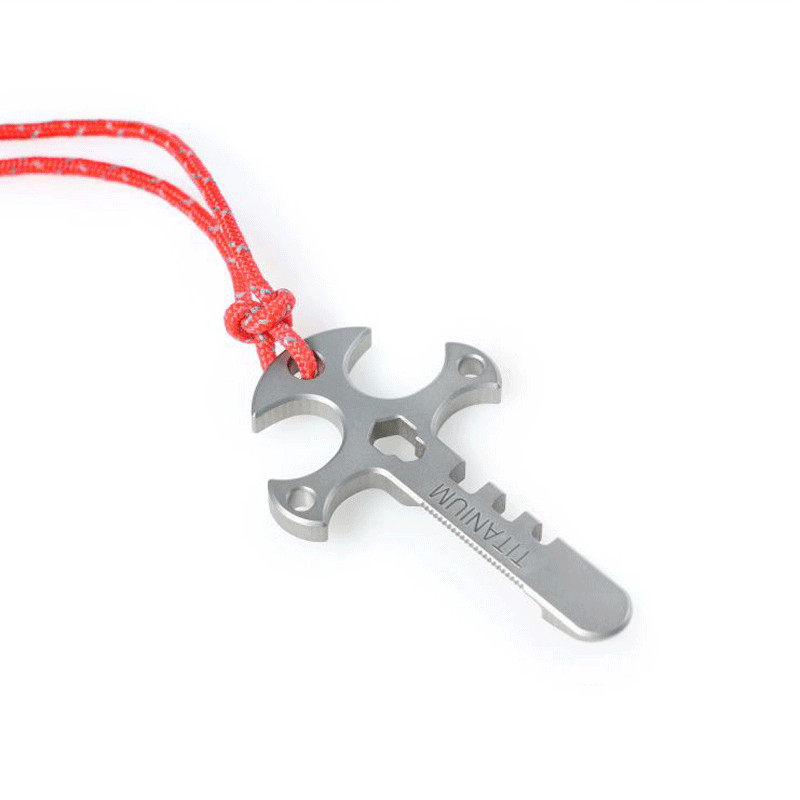 Outdoor Mini Titanium Pendant Necklace Pocket Multi Tools EDC Card Keychain