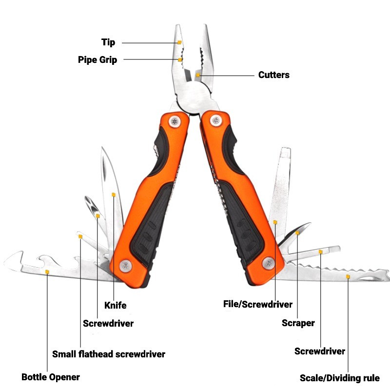 Stainless Steel Outdoor Multi Tool Pliers Camping Folding Knife Gifts For Men