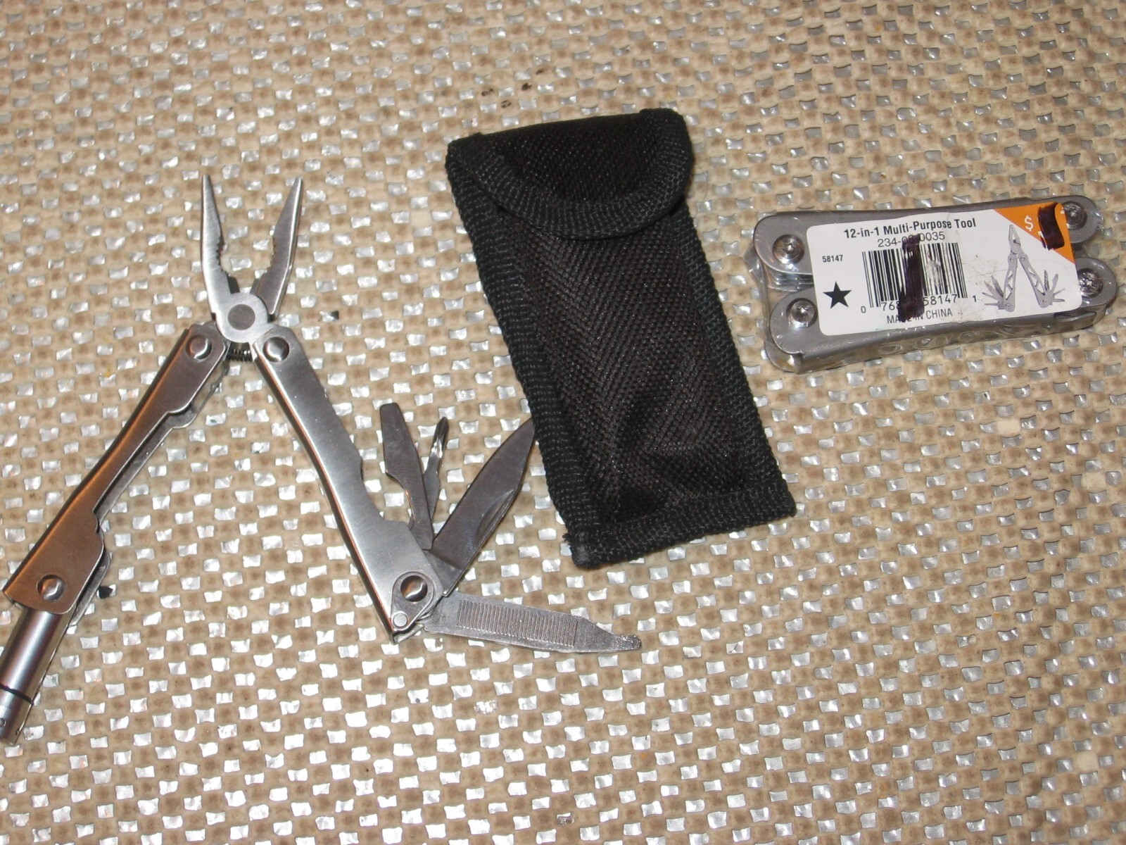 Pair of Small Multi Tools One New and One w/ Penlight & Pouch