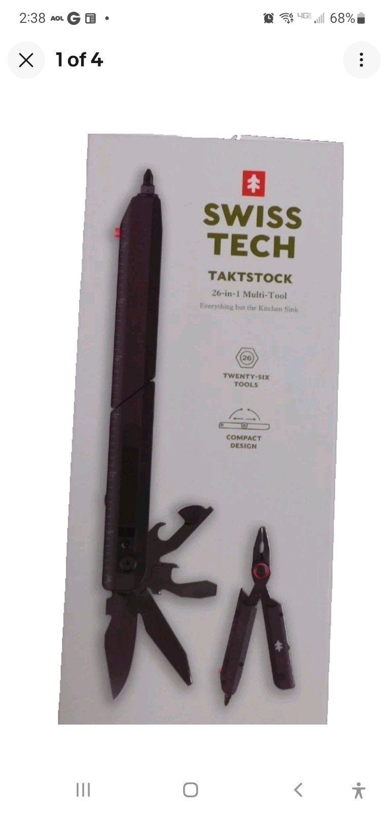 Swiss Tech Taktstock AUS-8 Steel Blade 26-in-1 Folding Multitool