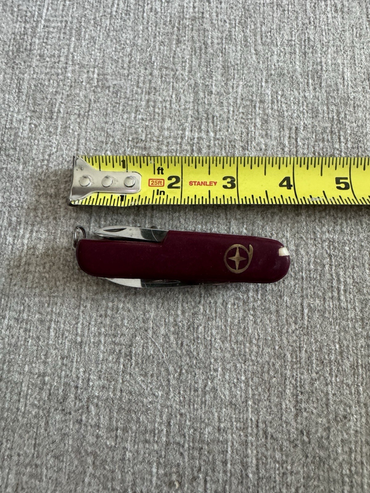 Red Folding Multi-Tool Knife 2in Straight Edge, Scissors Corkscrew Opener