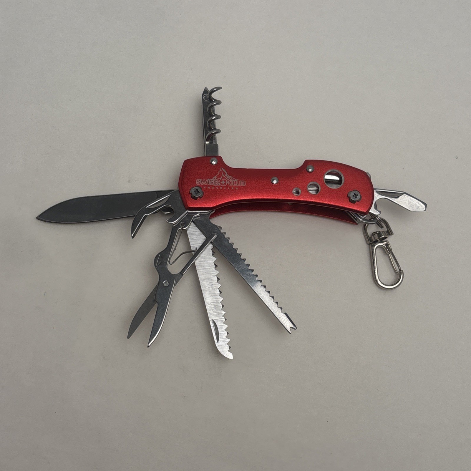 Swiss+Club Red Multi Tool Pocket Knife Saw Corkscrew All-in-One Camping EDC
