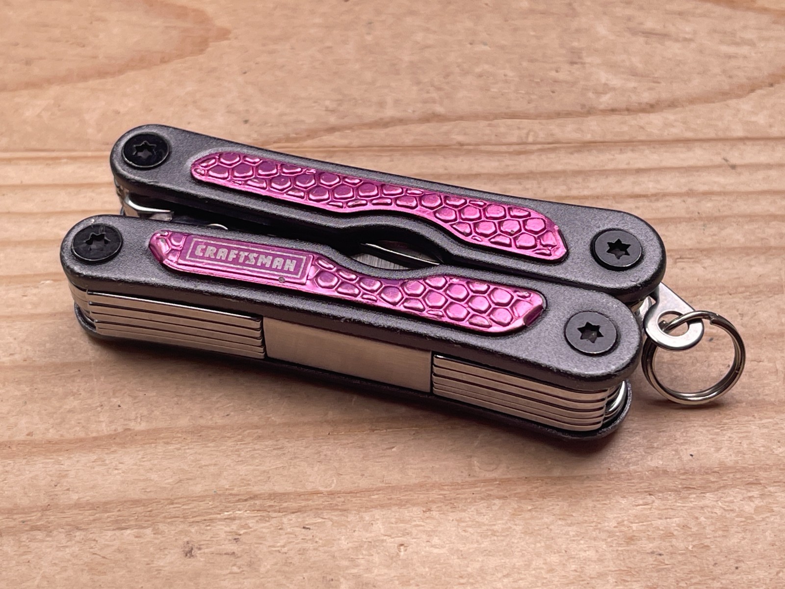 CRAFTSMAN 10-IN-1 Mini Pocket Multi Tool w/Pink Handle & Key Ring