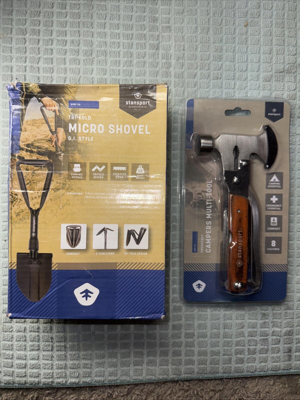 18 In 1 Hammer Campers Multi Tool & Tri Fold Micro G.I. Style Shovel Stansport