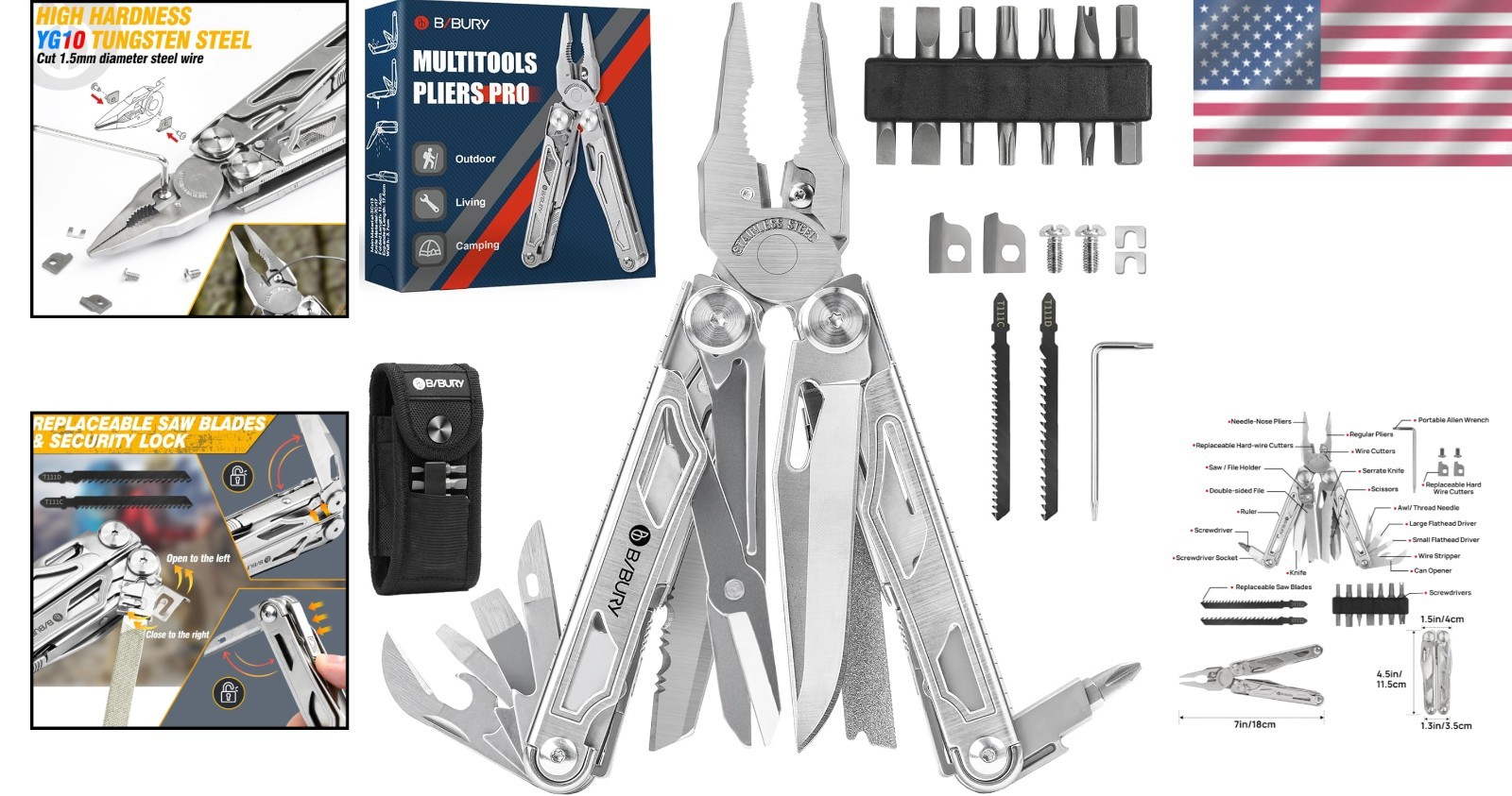 Multitool Pliers with Scissors & Screwdriver