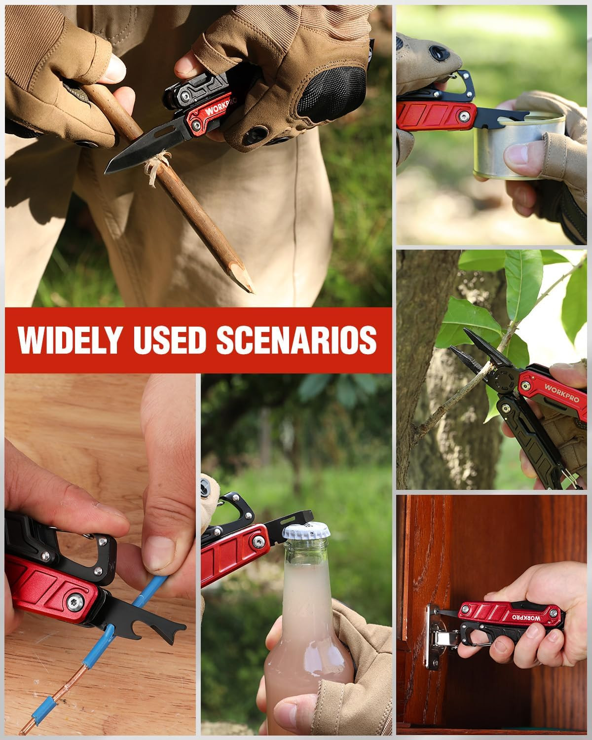 WORKPRO Multitool-11 in 1 Multitool Pliers with Pocket Clip and Sheath-EDC Multi