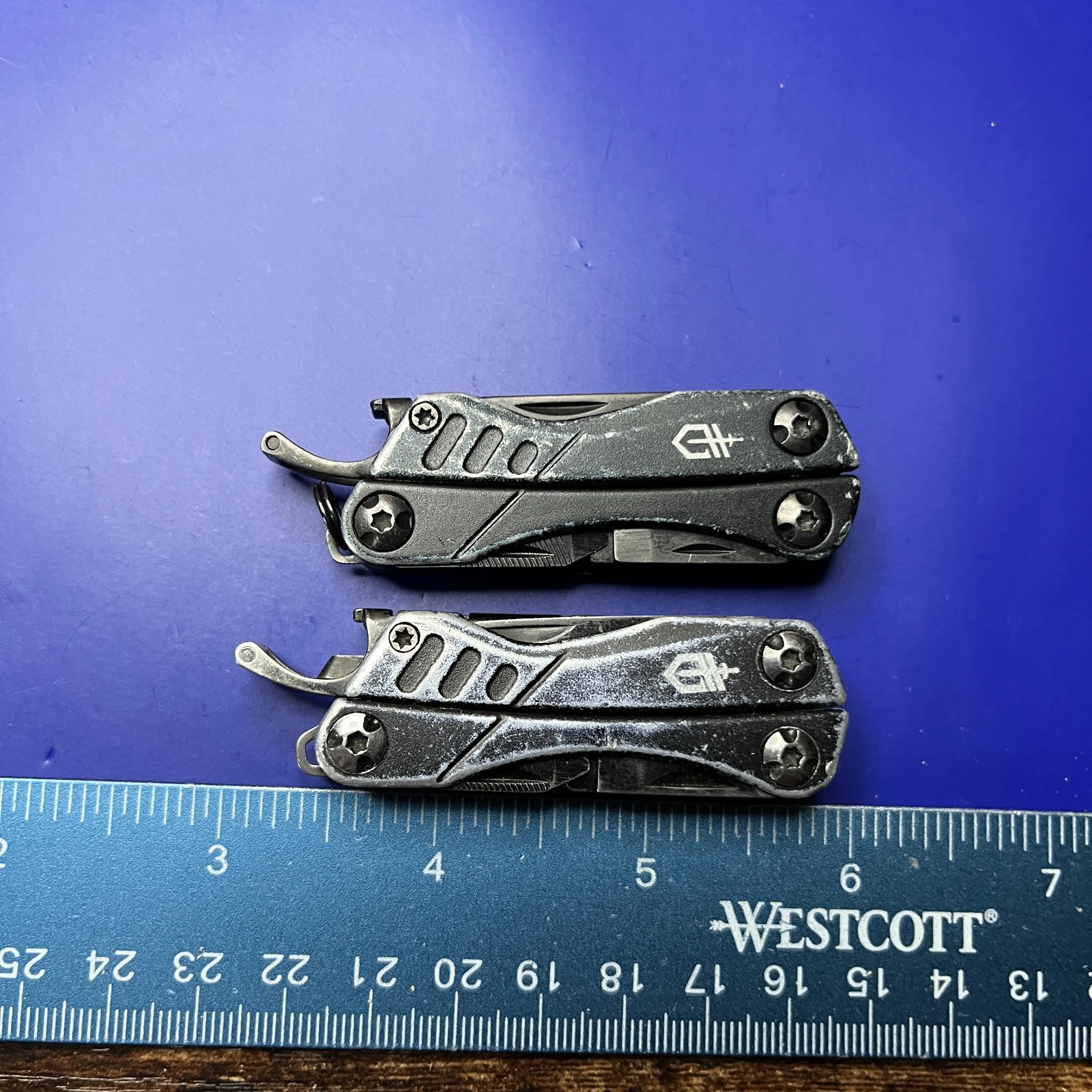 Lot of 2 Gerber Dime Multi-Tools Small Keychain Pliers Knife File Scissors