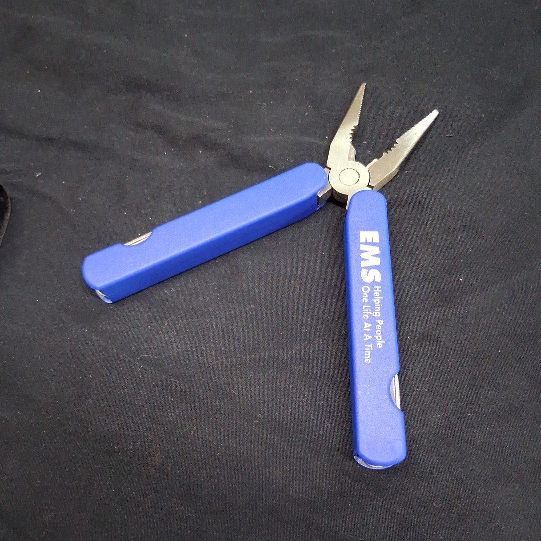 Vintage EMS Advertising 4″ Blue Needle Nose Pliers Multi-Tool & Case