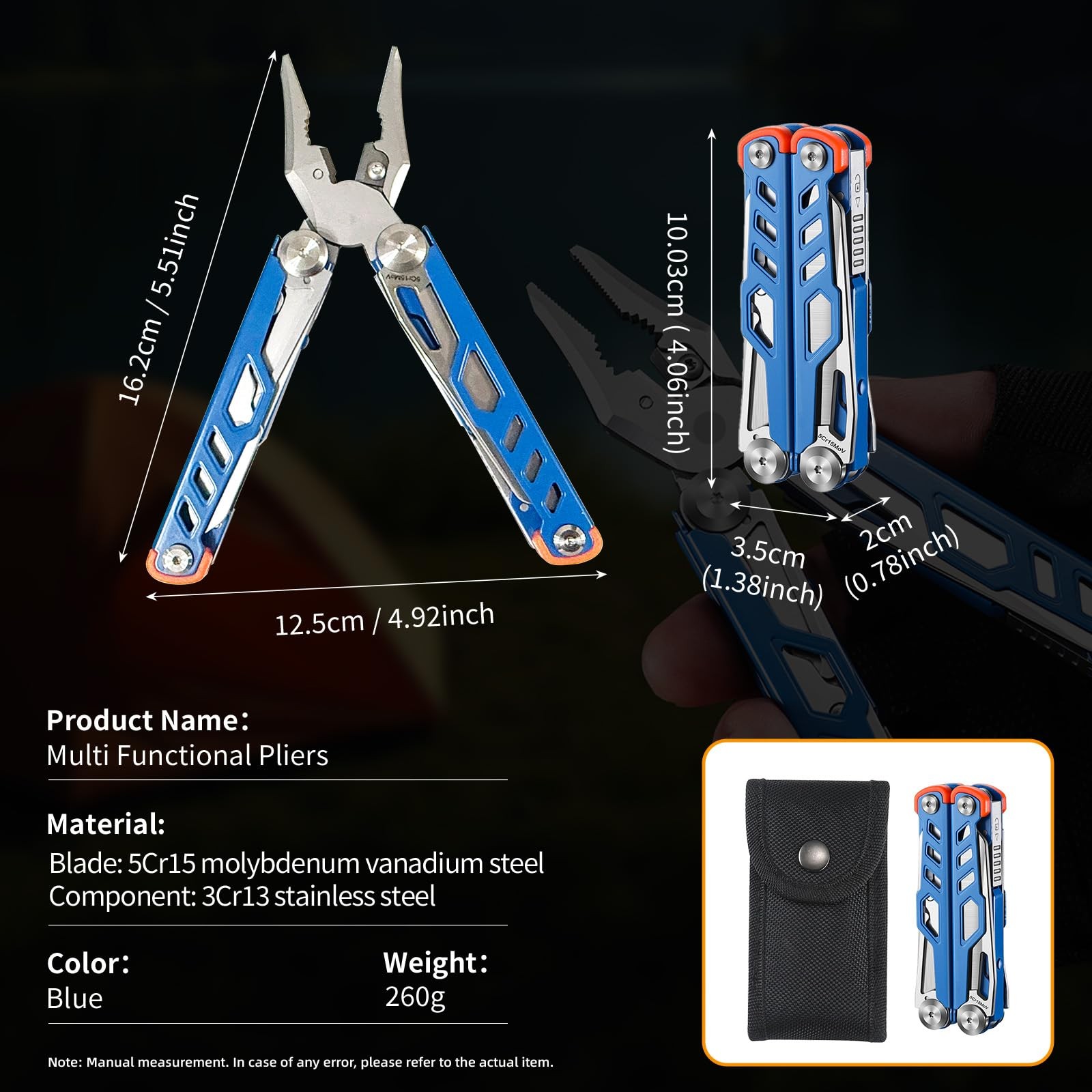 19 in 1 Multitool Pliers with Scissors, Stainless Steel Multi Tool with File,…