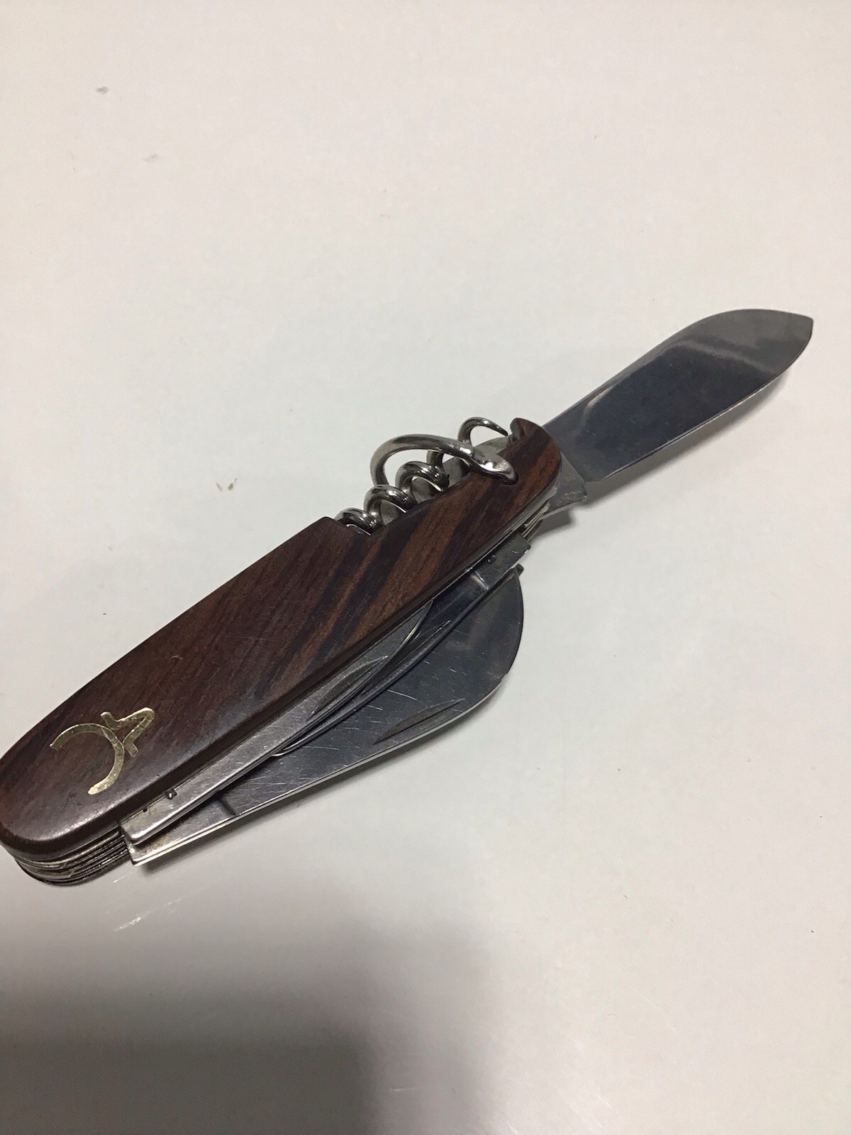 Vintage Browning Japan Multi Tool Pocket Knife Wood Handle Corkscrew