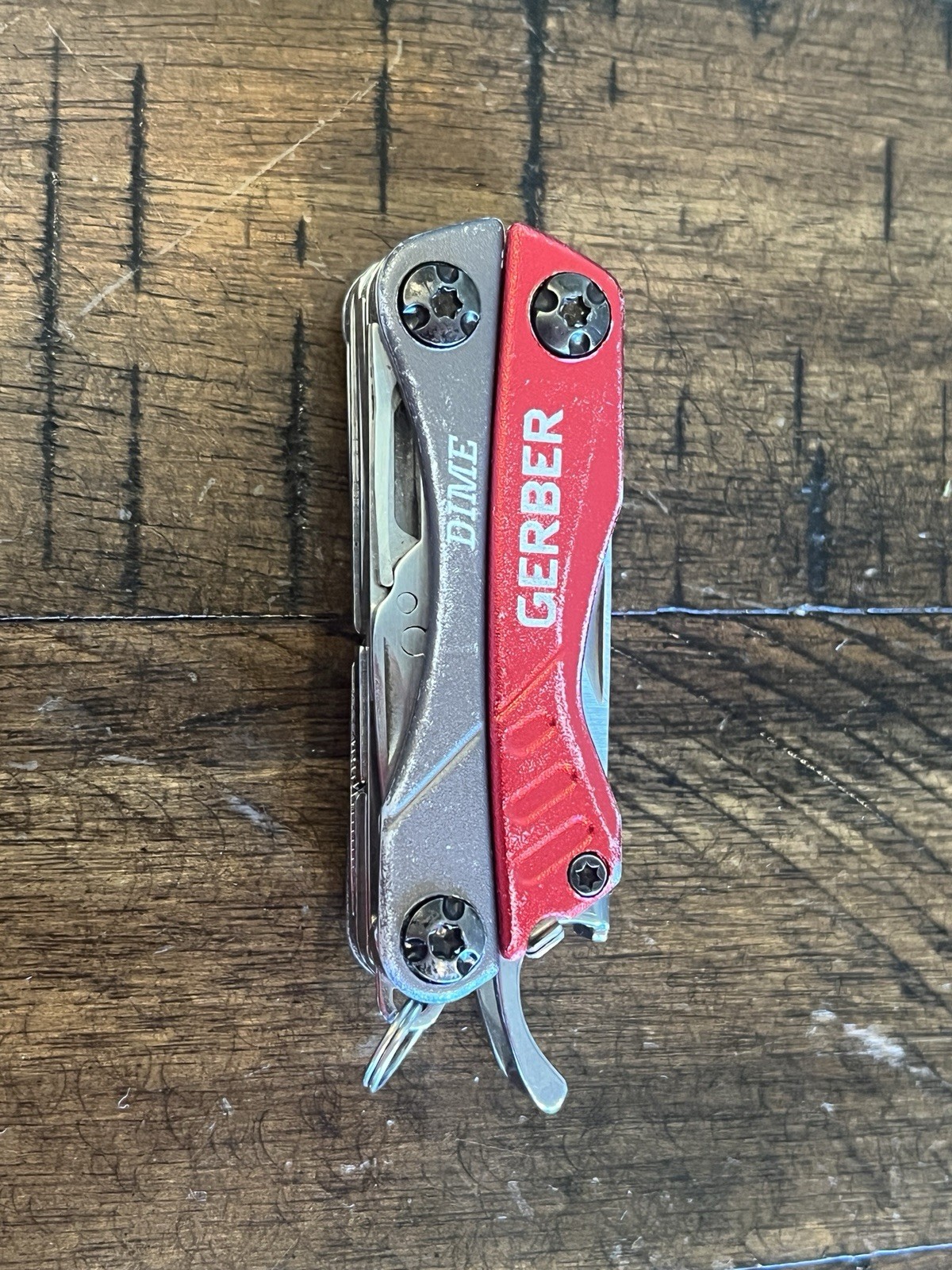 Used Gerber Dime Mini Multi-tool – Red And Silver – Good Condition