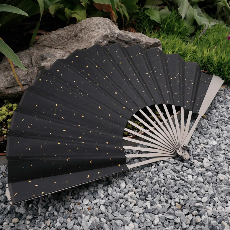 Titanium Alloy Folding Fan Martial Arts Kung Fu Tai Ji Auspicious Clouds