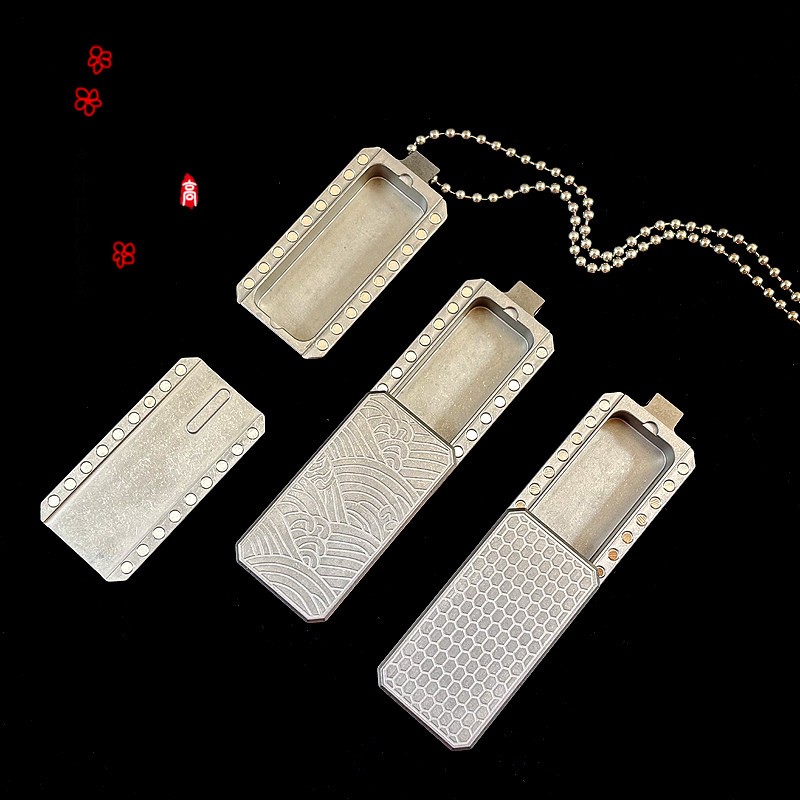 Titanium Alloy EDC Dog Tag Necklace Storage Box Mechanical Slider Fidget Toy