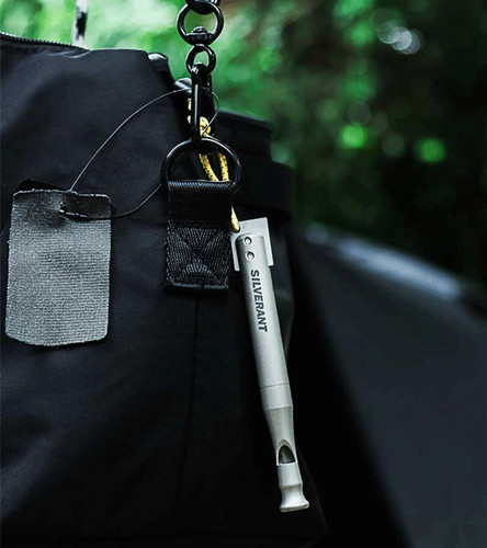EDC Titanium Whistle Waterproof Flint Outdoor Camping survival Tool Keychain