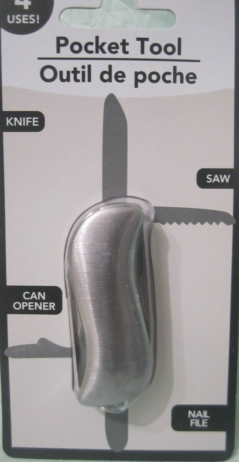 Green brier Pocket Tool Use Knife , can opener , Saw ,Nail File Silver 4 uses.