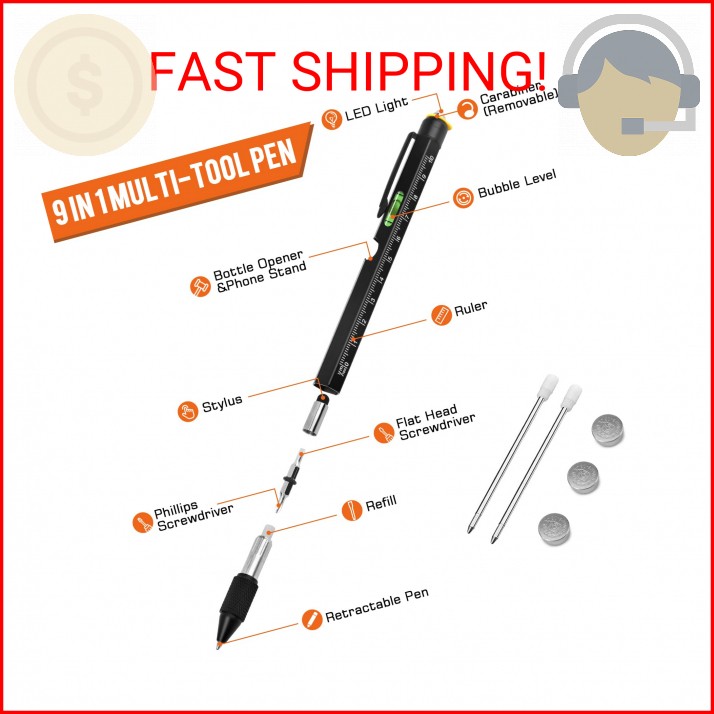 Stocking Stuffers for Men Dad Husband Him Adult, Gifts for Men, 9 in 1 Multitool