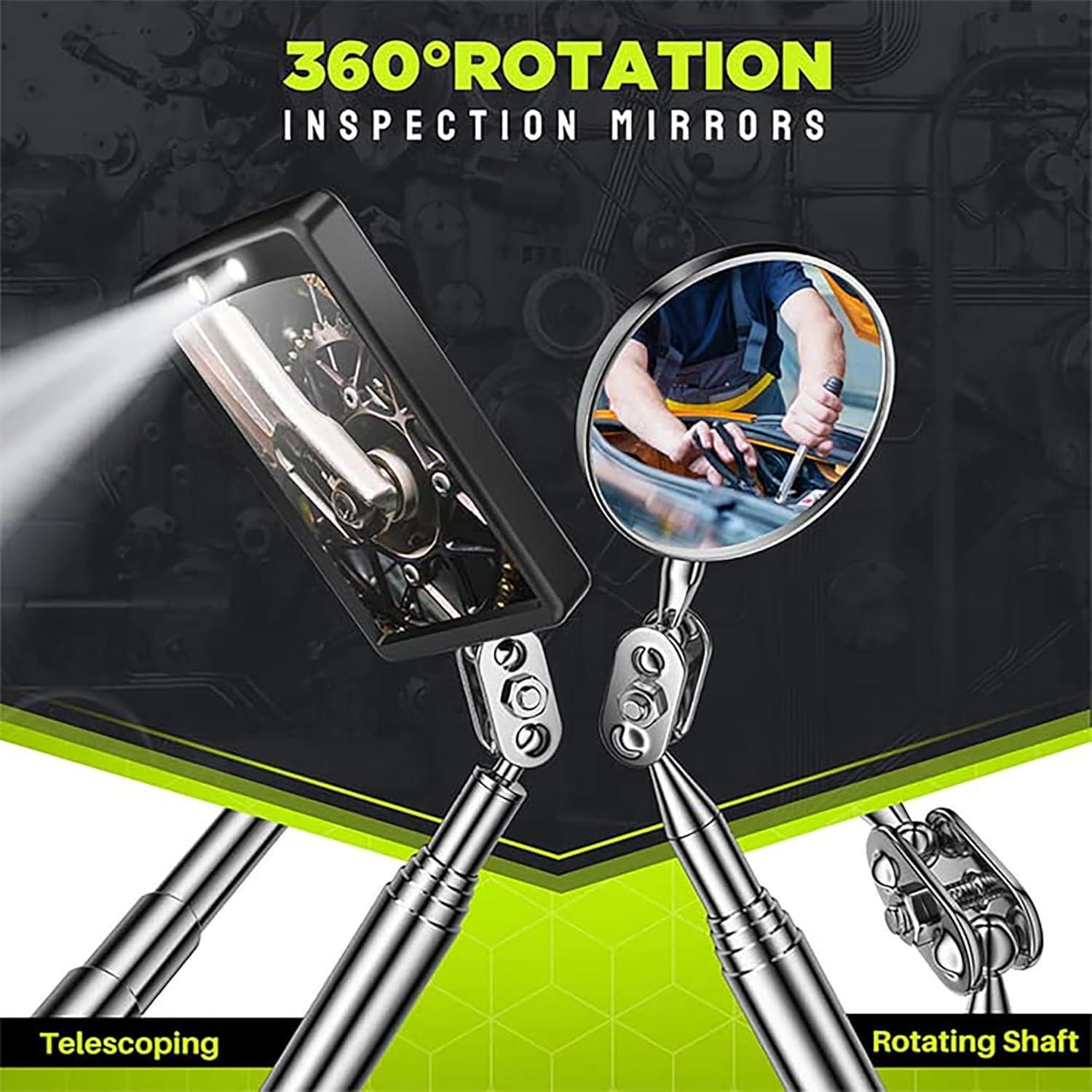 Telescoping Magnetic Pickup Tool Set-Extendable Magnet Flashlight With Gadgets