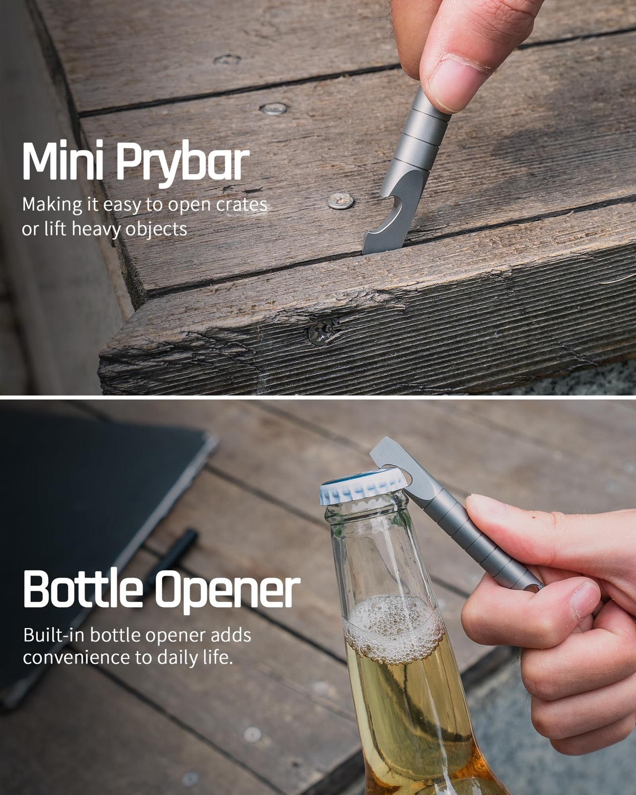 Keychain Pry Bar Titanium Mini Edc Prybar Multitool With Bottle Opener Pocket Sm