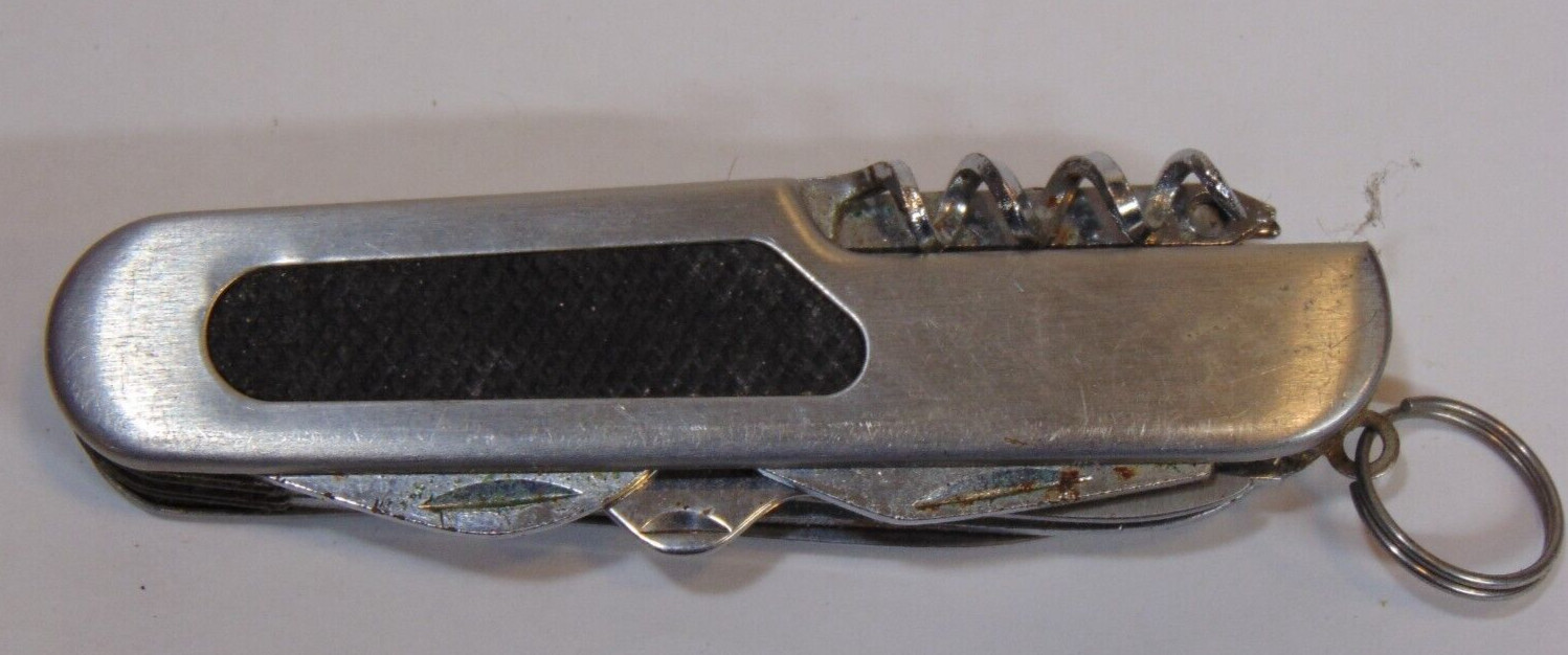 Vintage Multi Tool Pocket Knife Folding Scissors Screw Opener 10 Tools Versatile