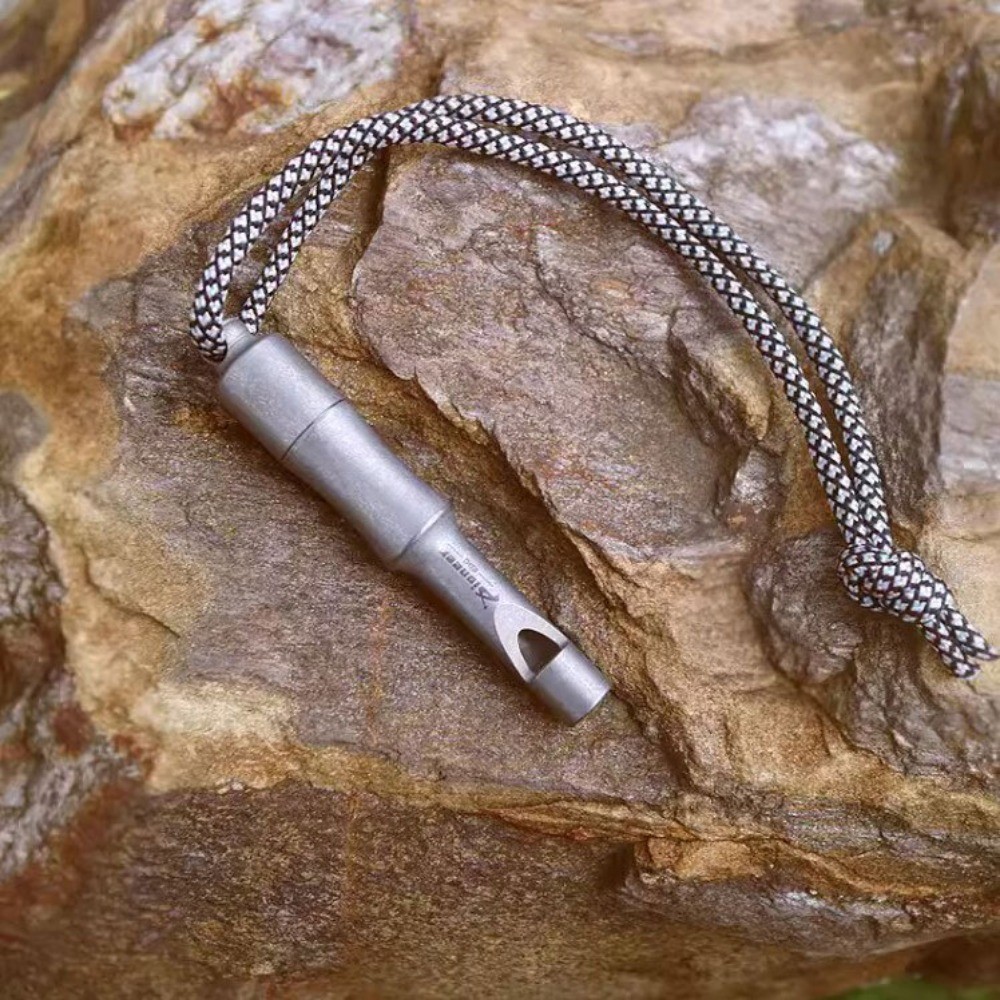 EDC Titanium Alloy Keychain Whistle w/ Waterproof Storage Box Outdoor Multi Uses