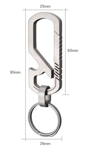 Titanium Keychain Bottle Opener Carabiner Key Ring Outdoor Travel EDC Multi Tool