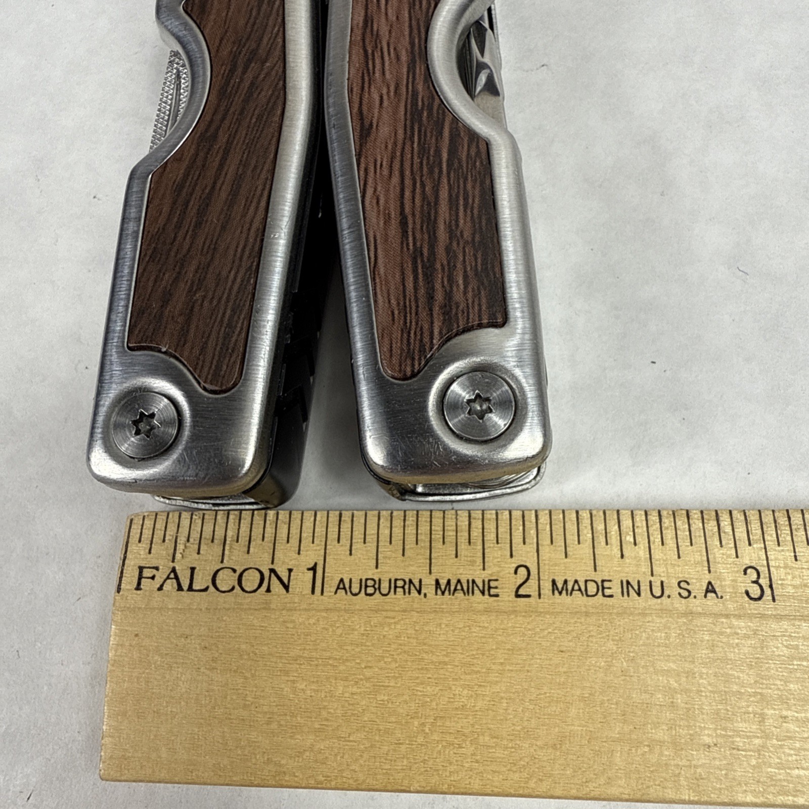 Multi Tool Stainless Steel Faux Wood Inlay Blunt Pliers, Blade *See Photos GUC