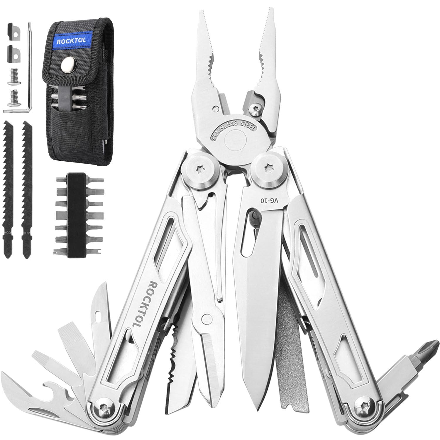 SK05 Multitool, VG10 Knife Blade, 29-in-1 Multi tool Pliers, Replaceable Wire…