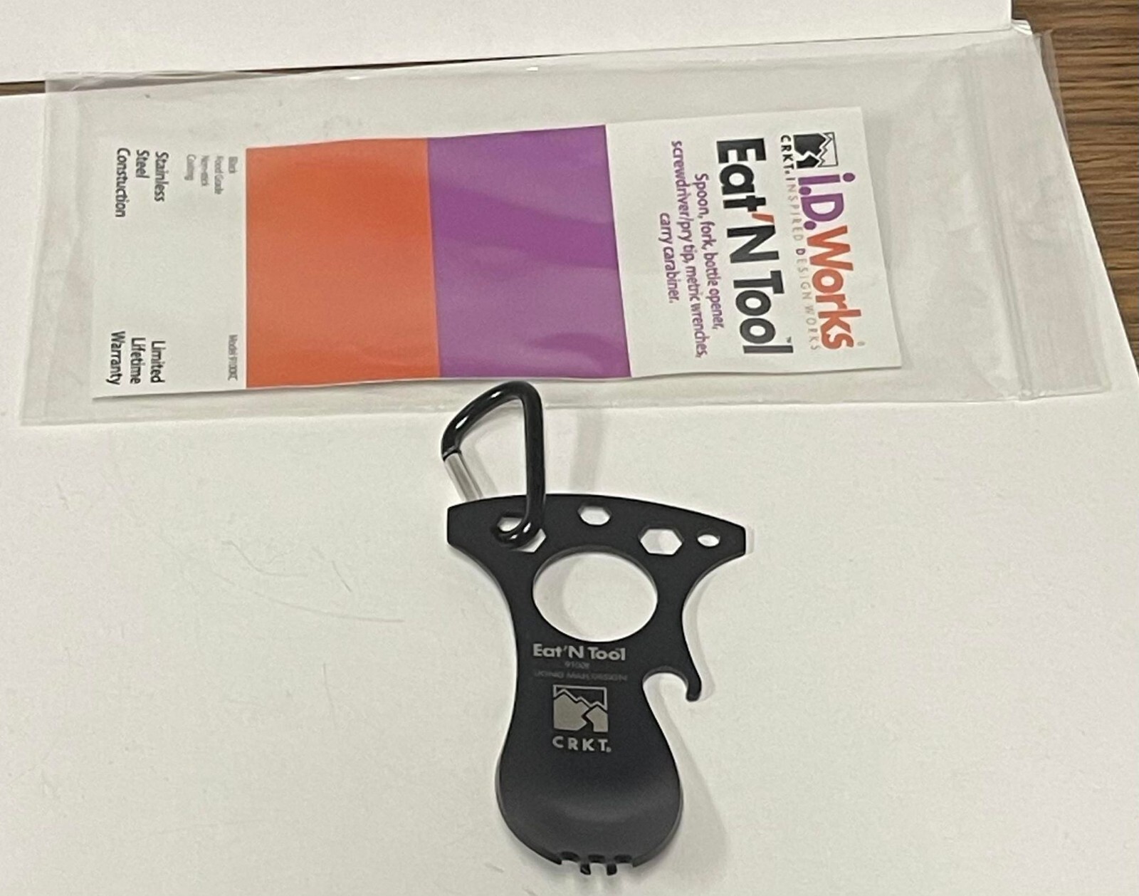 I.D. WORKS CRKT Eat’ N Tool Spork Multitool Blk 9100KC STAINLESS STEEL SURVIVAL
