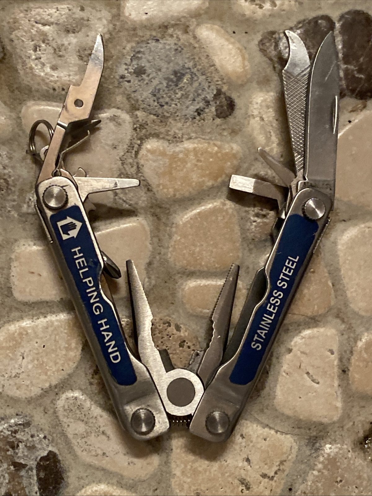 Helping Hand stainless steel blue mini Pocket Key Chain multi tool 10 Tools