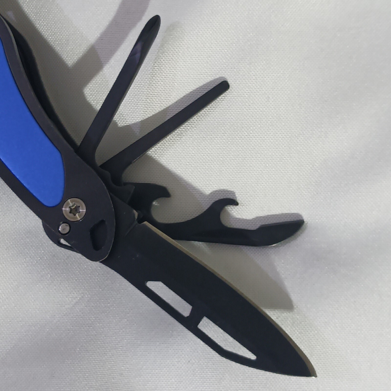Pocket Folding Multitool Knife SASE 11 Function Belt Sheath Blue EUC