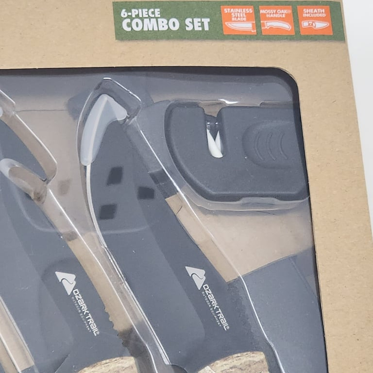 Ozark Trail 6 Piece Combo Knife Set With Sheaths Sharpener Outdoor Trail Camo