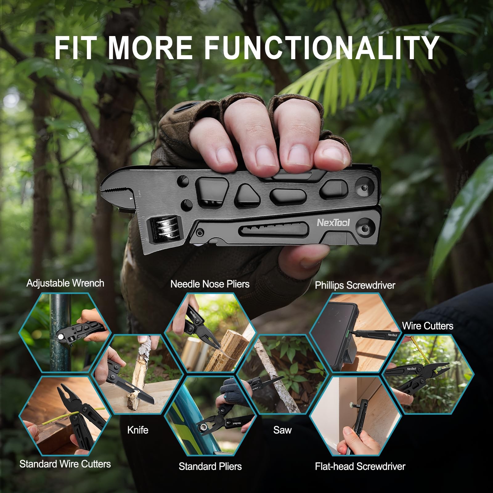 Adjustable Wrench Multitool, 9 in 1 Multi Tool with Multitool Pliers, Adjusta…