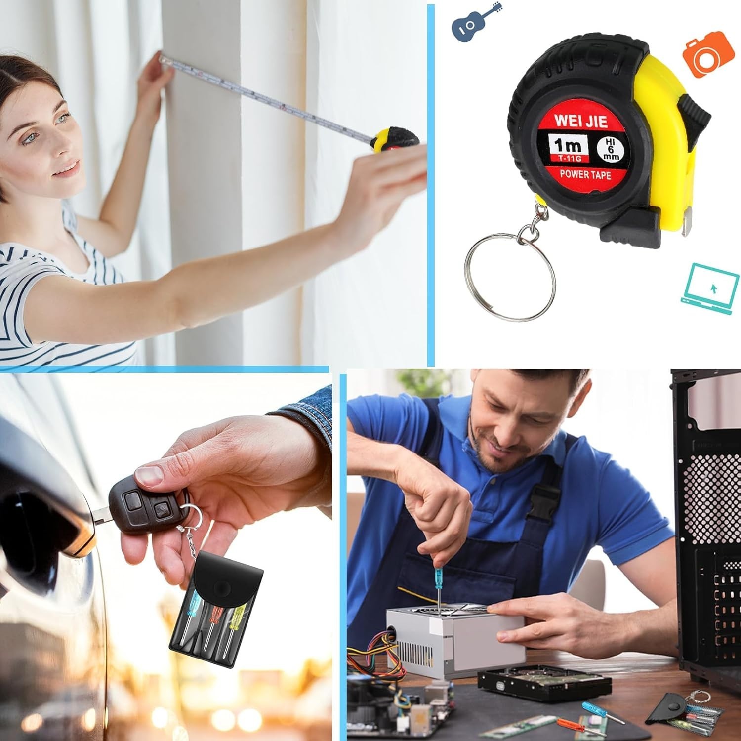 Practical Mini Keychain Set for Men – 40 Pcs
