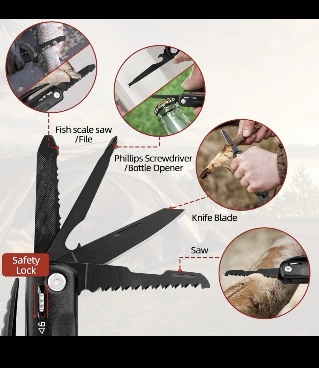 Hammer Multi Tool Camping Accessories Survival Gear Multi Tools With Nylon Case