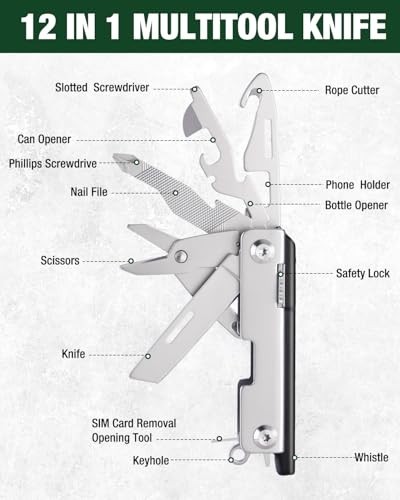 12-in-1 EDC Keychain Multitool – Pocket Knife, Scissors, Screwdrivers & More for