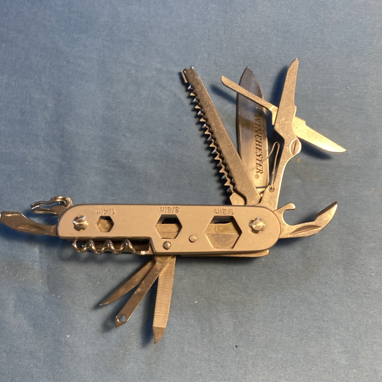 Winchester Silver Stainless Steel Multi-Tool, 10 Tools, Knife, Hex Wrench