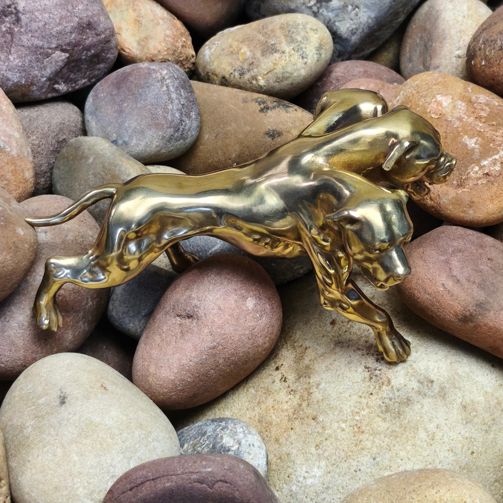 Purple copper sculpture Cerberus hellhound three head animal canine monster dog
