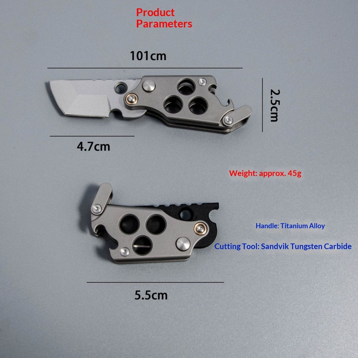 Titanium Alloy Powder Steel Multitool Compact EDC Manual folding Gear forOutdoor