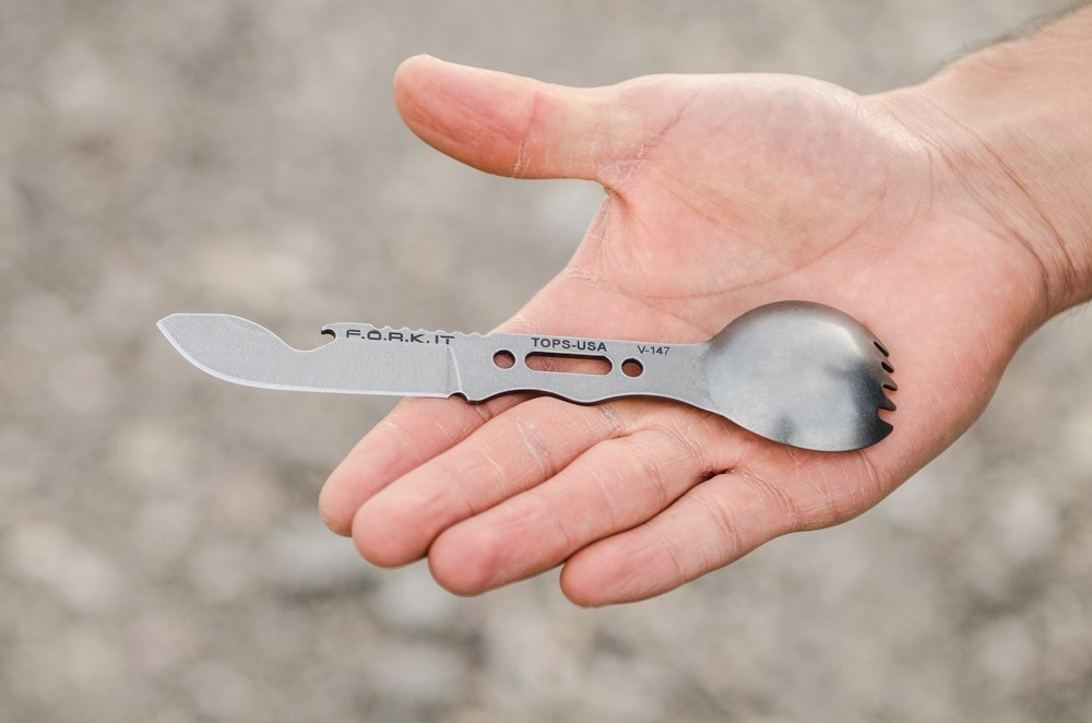 TOPS Fork It Tool Overall 6.5″ Stonewash 1095 Carbon Steel Construction FORK01