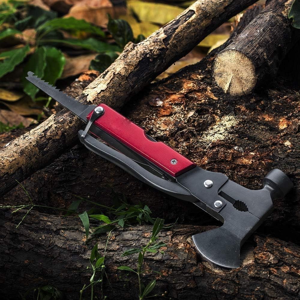 14-in-1 Multitool Axe + Rechargeable Mini COB Flashlight Survival Camping Gear