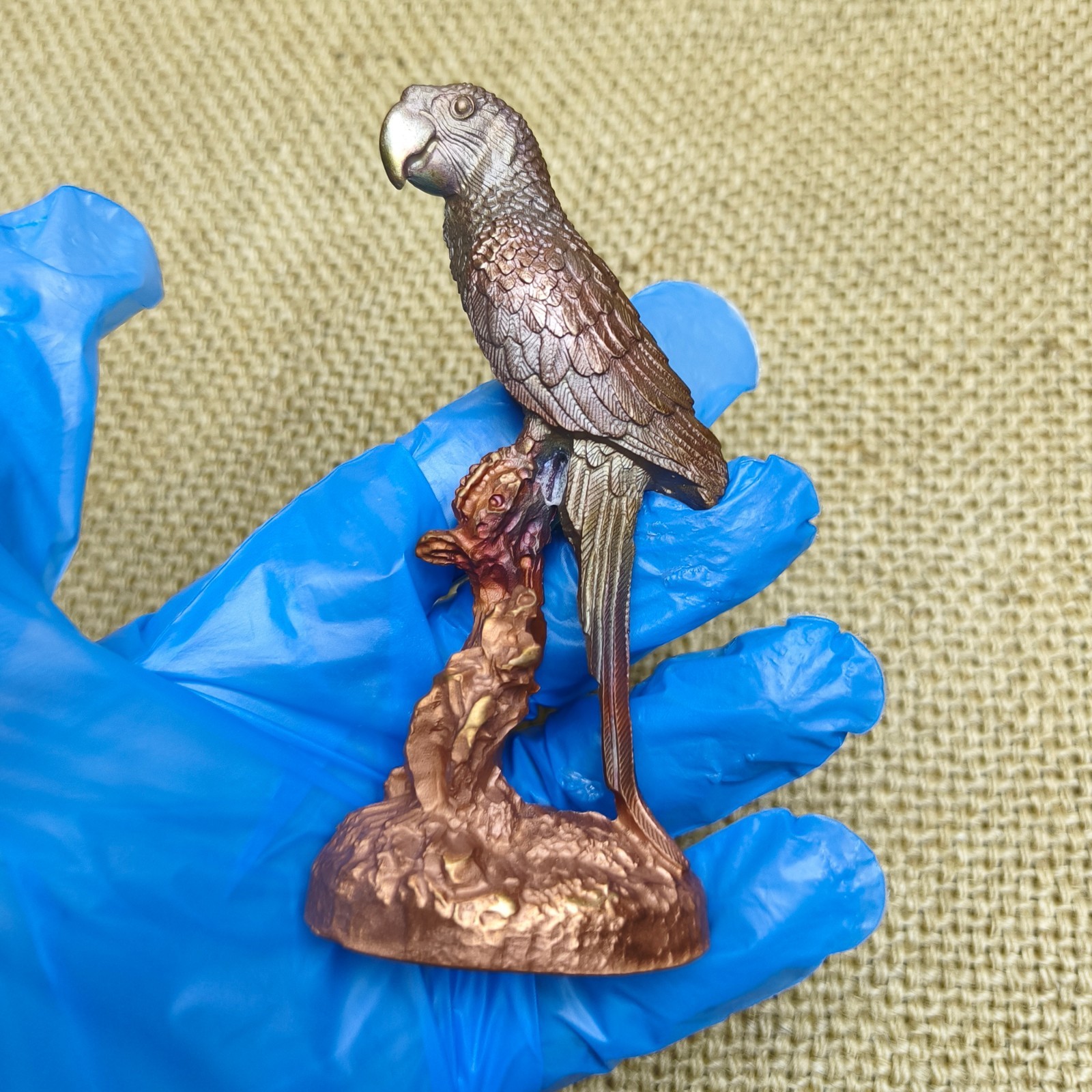 Purple copper bird Parrot handcraft ornament Solid Artistic statue sculpture