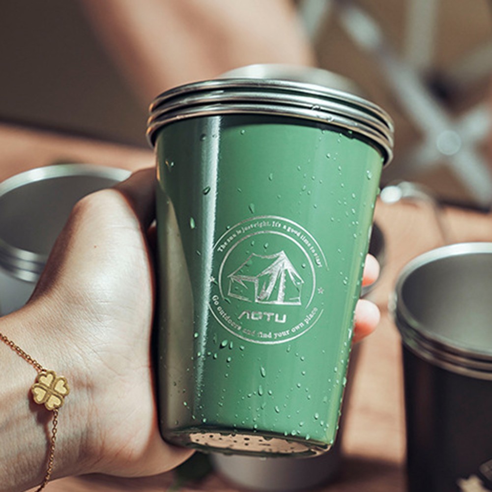 Campsite Essential 304 Stainless Steel Cups with Colorful Adventure Themes