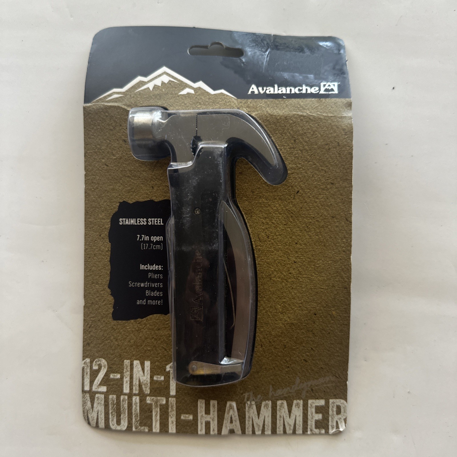 Avalanche 12-in-1 Multi-Knife/Hammer Tool Stainless Steel-Comes W. Carrying Case