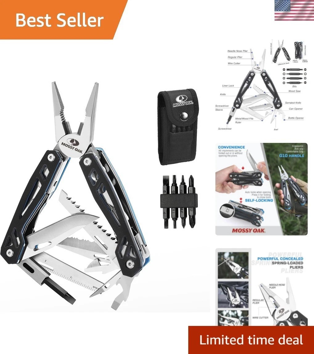 21-in-1 Stainless Steel Multitool with G10 Handle & Sheath – Perfect for Outd…