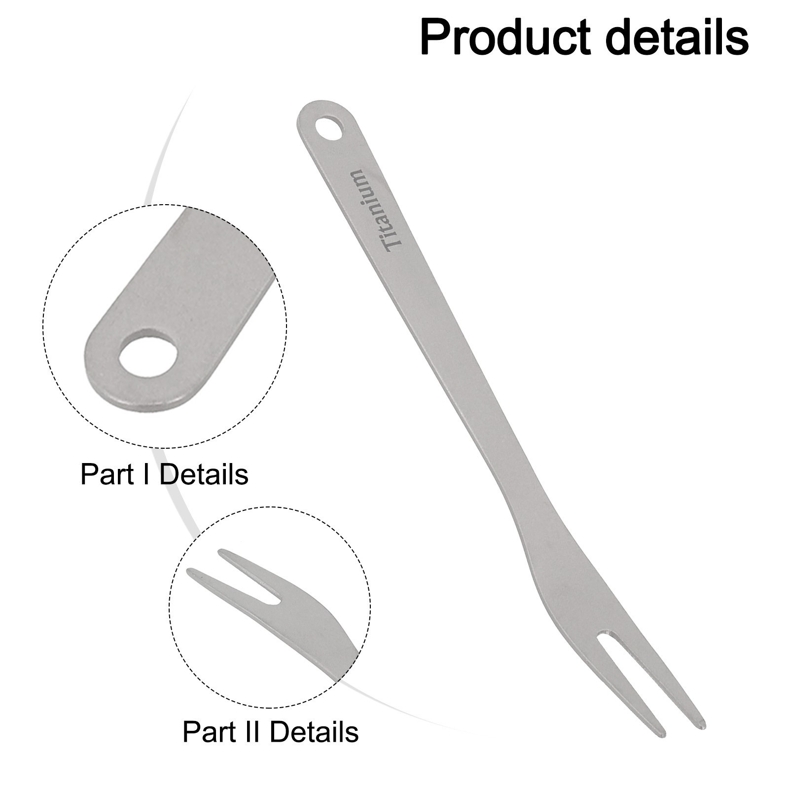 Tiartisan Pure Titanium Fork 92 x 9 x 1.3 mm for Fruit and Dessert Use