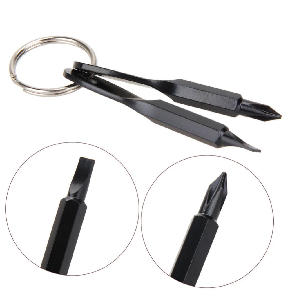 2Pcs Keychain Screwdriver EDC Tool Set Outdoor Carrying Mini Tool with KeyChain