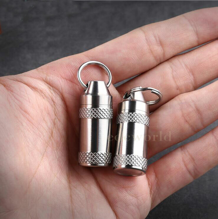 TC4 Titanium Portable Keychain Waterproof Case Sealed Container Pendant EDC Tool