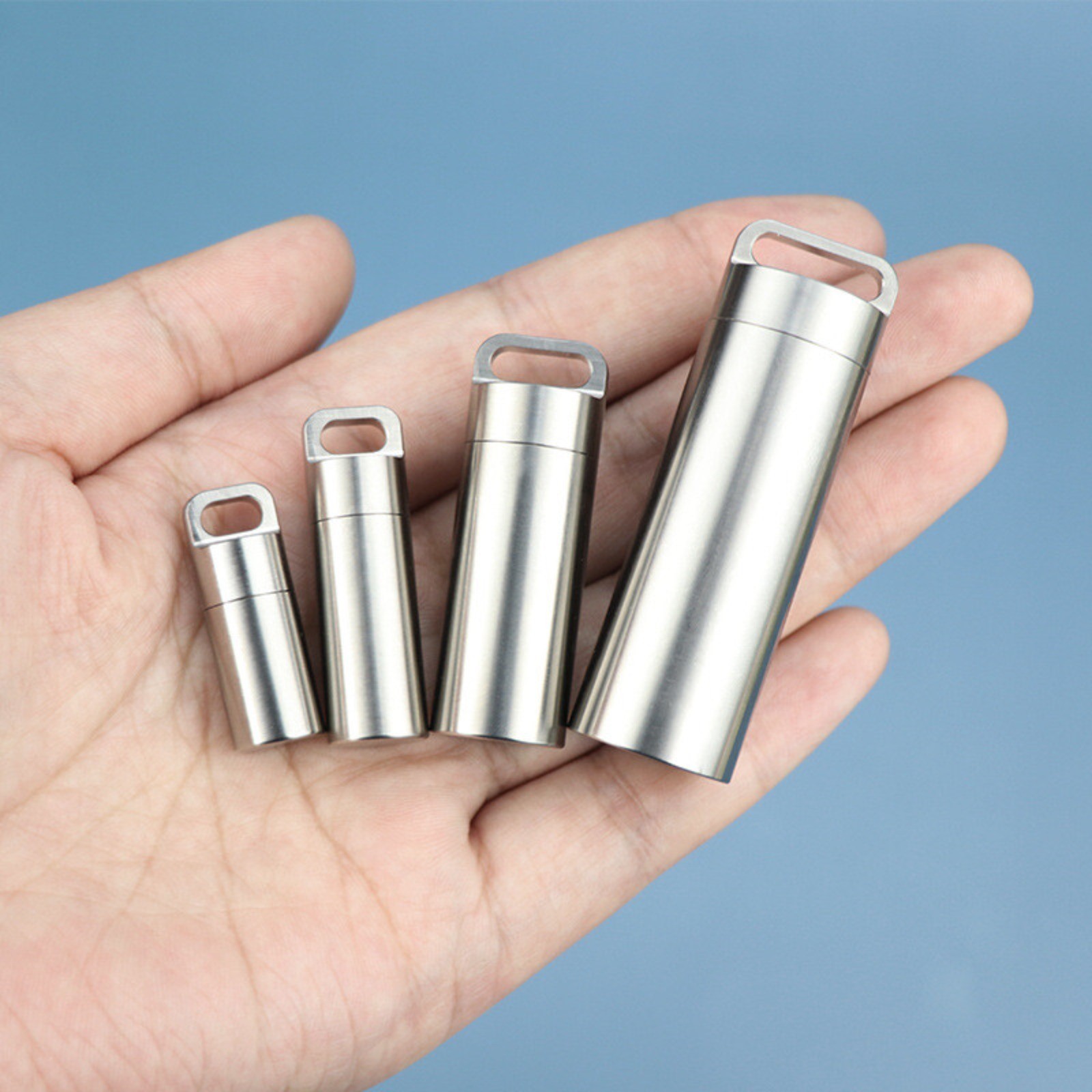 Waterproof Titanium Pill Holder Case Keychain Small Pill Box Container Organizer