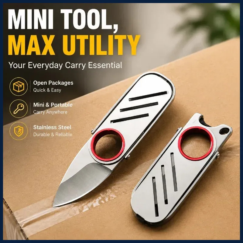 Mini Stainless Steel Portable EDC Tool Keychain Pendant for Opening Packages