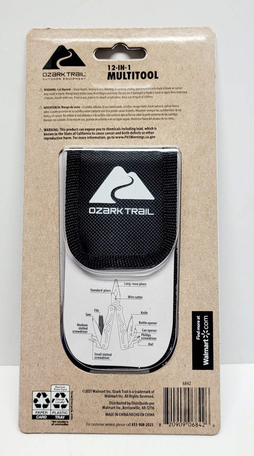 Ozark Trail 12-In-1 Multi-Tool w/Sheath Hiking Outdoors Pocket Knife – Blue